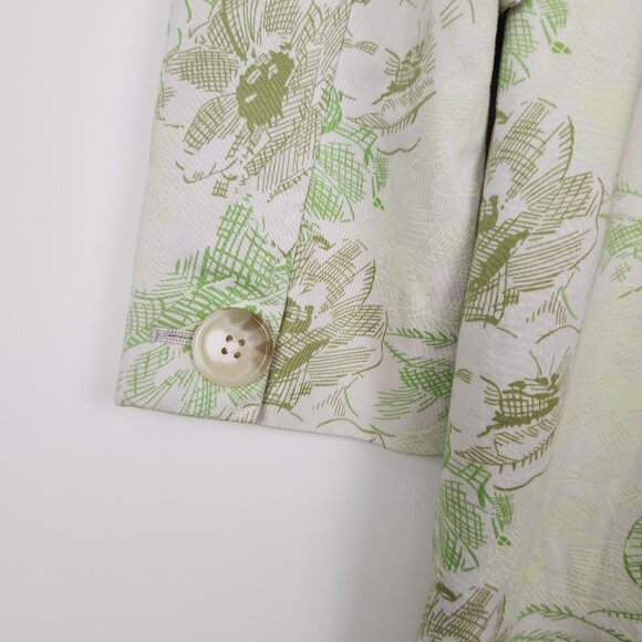 Old Navy Size S Green Floral Long Sleeve Trench Coat with Pockets - Picture 5 of 9